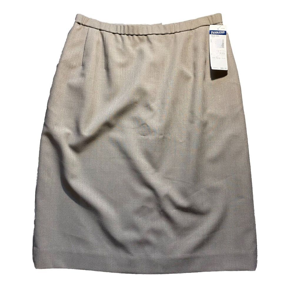Pendleton NWT Womens Size 16W Taupe Wool Blend Back Zip Straight‎ Pencil Skirt